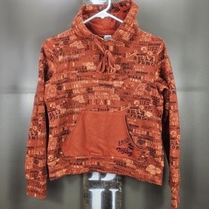 Billabong Unisex Orange Logo Long Sleeve Hoodie With Kangaroo Pocket Size Small